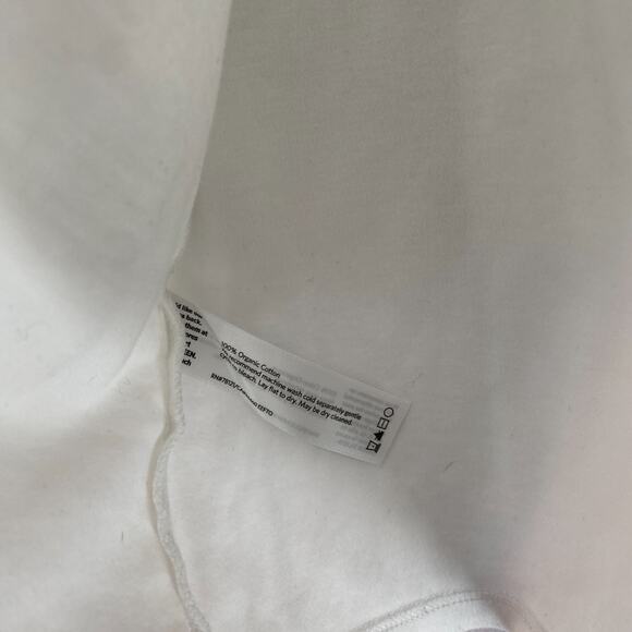 EILEEN FISHER Top S Stretch Organic Cotton Jersey Round Neck 3/4 Sleeve White - Picture 7 of 10